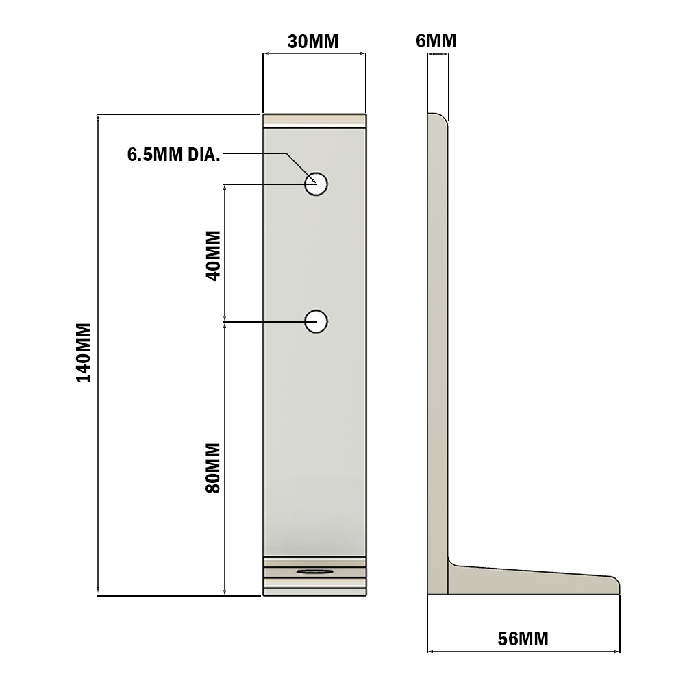 34-030-3 SUPPORT ANGLE BRACKET<BR>30 SERIES FLOOR FASTENING W/ HARDWARE